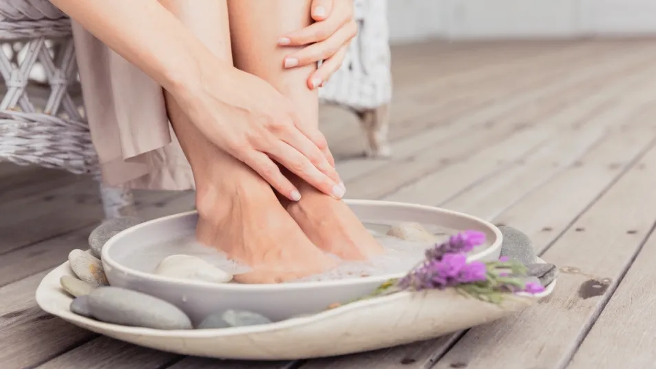 Soaking helps relieve cracked heels and foot problem.