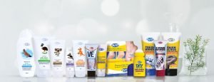 full range of du'it products displayed next to plant in vase